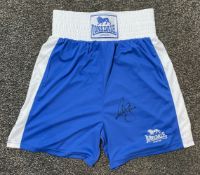 Anthony Joshua Former Heavyweight Champion of the World Boxer Signed Boxing Shorts. Good