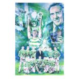 Football Autographed Celtic 1967 16 X 12 : Col, Depicting A Wonderful Montage Of Images Depicting