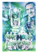 Football Autographed Celtic 1967 16 X 12 : Col, Depicting A Wonderful Montage Of Images Depicting