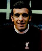 Former Liverpool FC Star Ian Callaghan Signed 10x8 inch Colour Photo. Signed in black ink. Good