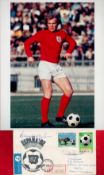 England Football Hero Bobby Moore Signed Espana '82 First Day Cover With Polish Stamps and
