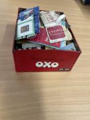 Collection of Approx 60 Used Matchbox Sleeves Housed in a OXO Red Vintage Tin with No Lid. Good