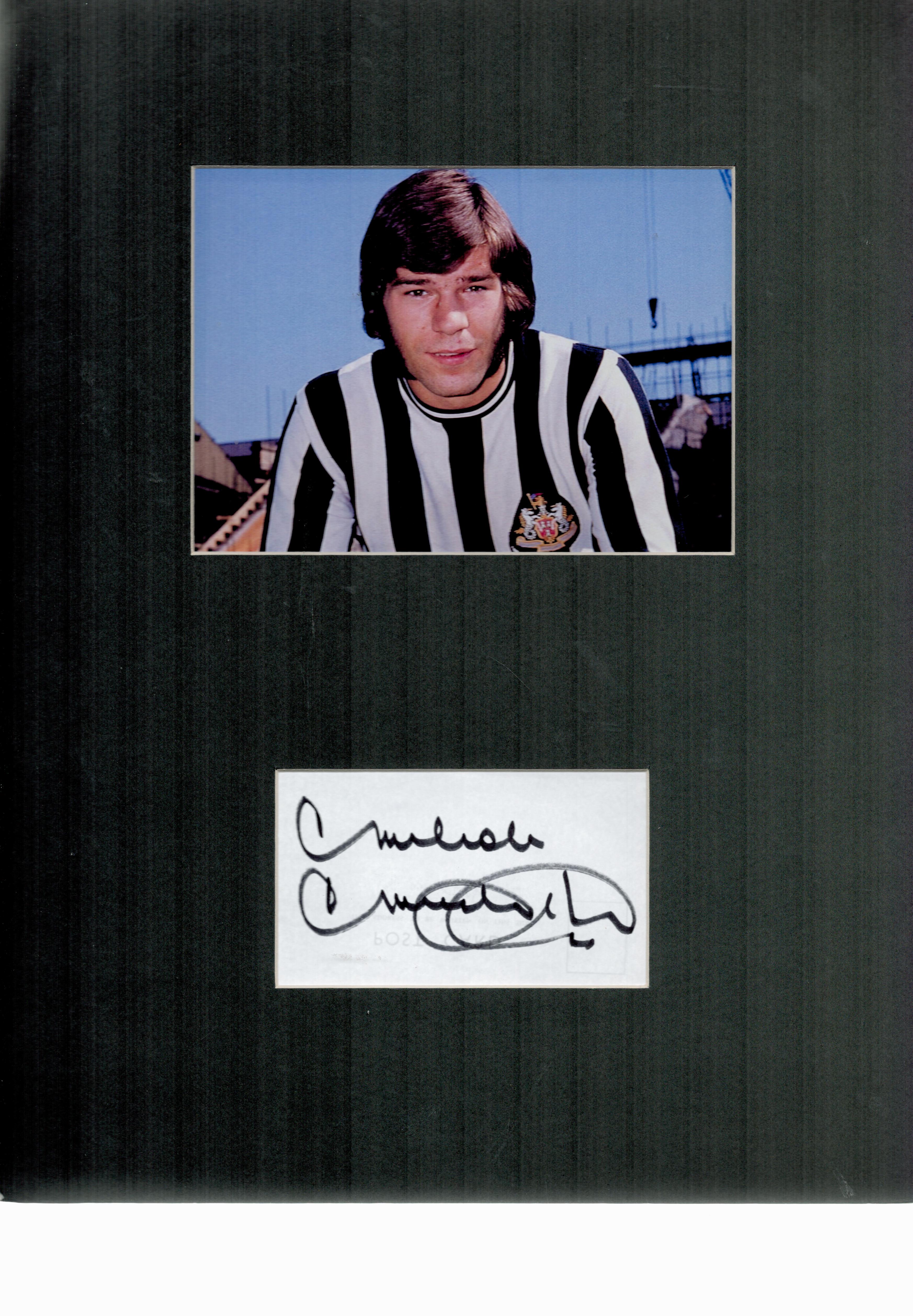 Football Malcom Macdonald 16x12 overall mounted signature piece includes signed album page and