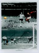 Football Geoff Hurst Signed 16x12 inch Colourised Montage Photo Showing Hurst in action for