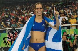Olympics Katerina Stefanadi signed 6x4 colour photo gold medalist for Greece in the Pole Vault at