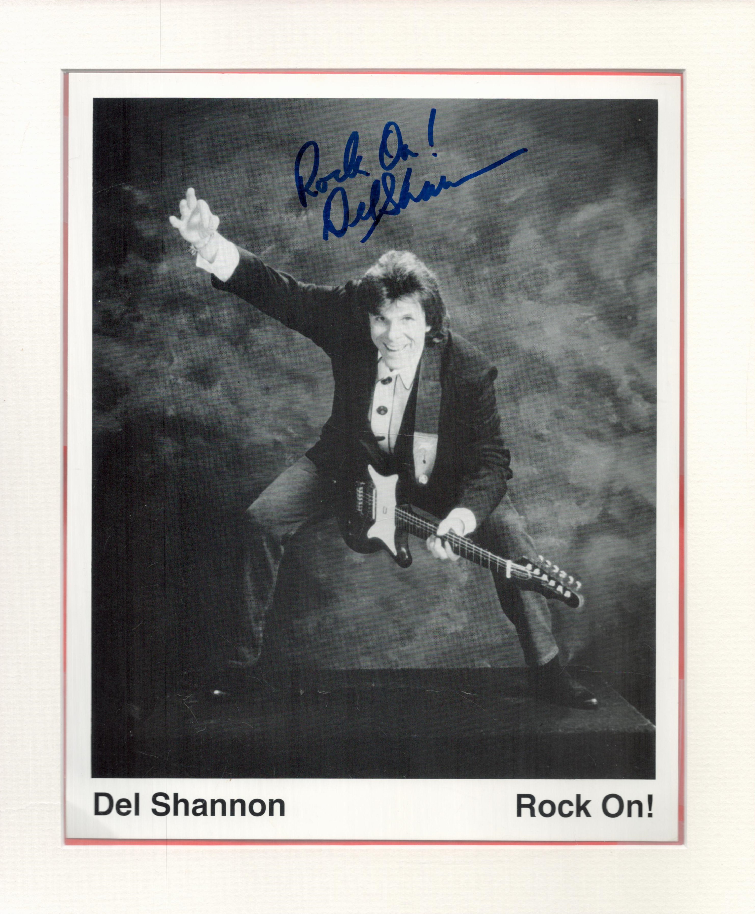 Del Shannon Signed 10x8 inch Black and White Promo Photo, Mounted to an overall size of 12 x 10