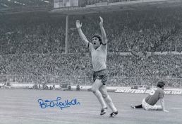 Autographed Brian Talbot 12 X 8 Photo : B/W, Depicting Arsenal's Brian Talbot Celebrating After