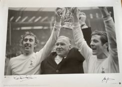 Football Martin Chivers and Alan Mullery Signed Black and White Big Blue Tube Editions Limited