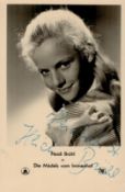 German Singer and Actress Heidi Bruhl Signed 5x3 inch Vintage Black and White Photo. Signe in blue