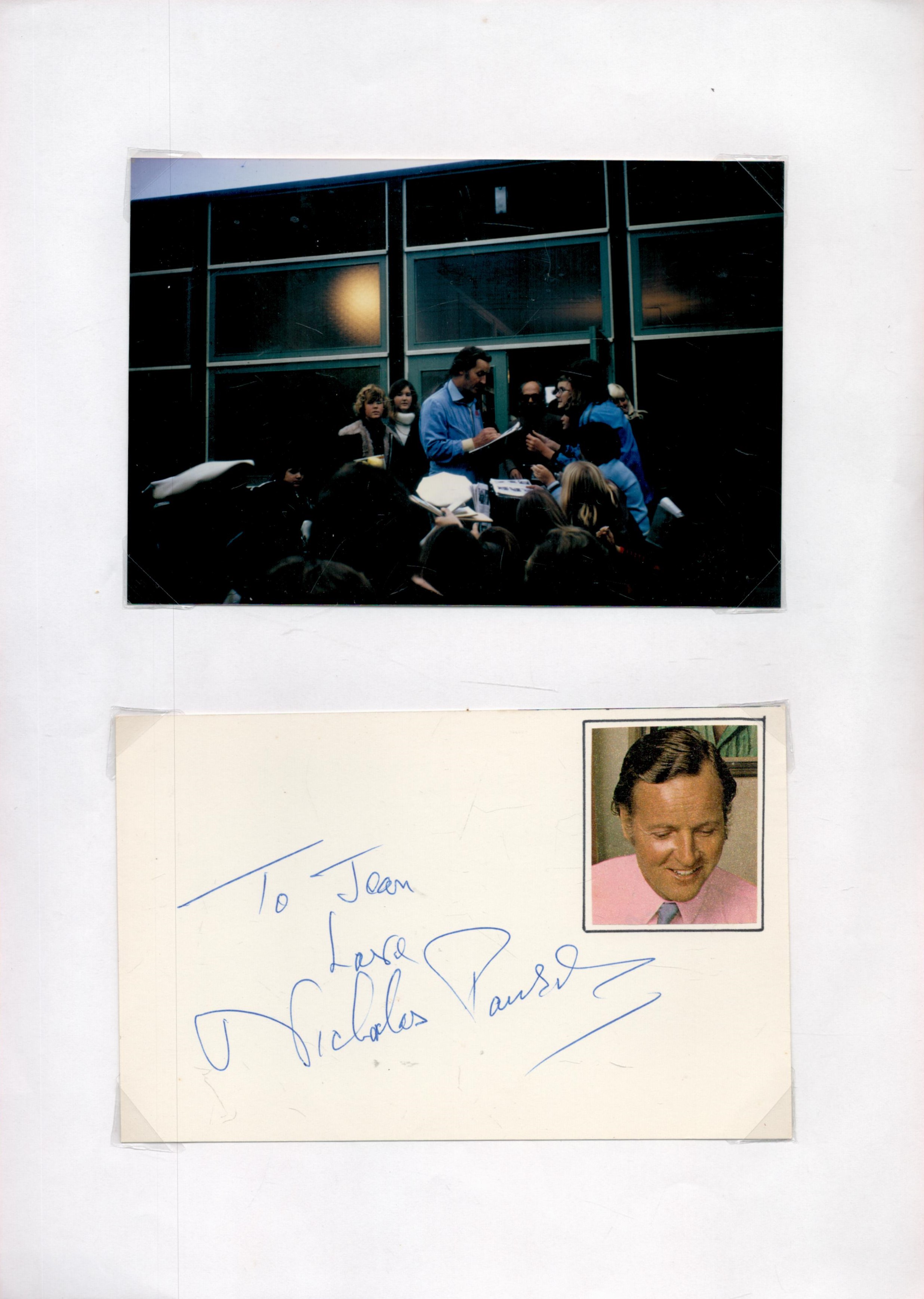 Nicholas Parsons CBE Signed Autograph Card, Attached to A4 White Paper with Colour Photo also