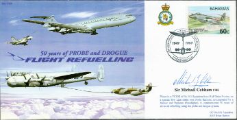 Sir Michael Cobham CBE signed 50 years of Probe and Drogue Flight Refuelling Flown FDC PM 11