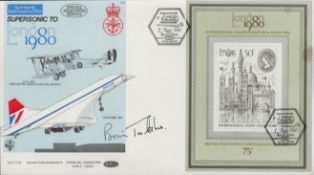 Brian Trubshaw Signed Supersonic to London 1980 Concorde First Day Cover. British Miniature Stamp