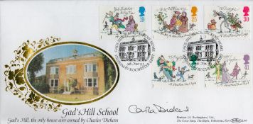 Carla Dickens Signed Gad's Hill School Benhams Silk Cachet Benhams First Day Cover with 5 Related