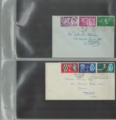 GB early QEII FDC 1953/1966 25 Covers housed in binder folder. Red Cross, British Commonwealth,
