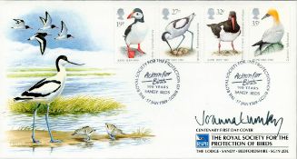 Joanna Lumley signed RSPB The Royal Society for the protection of birds centenary FDC double PM