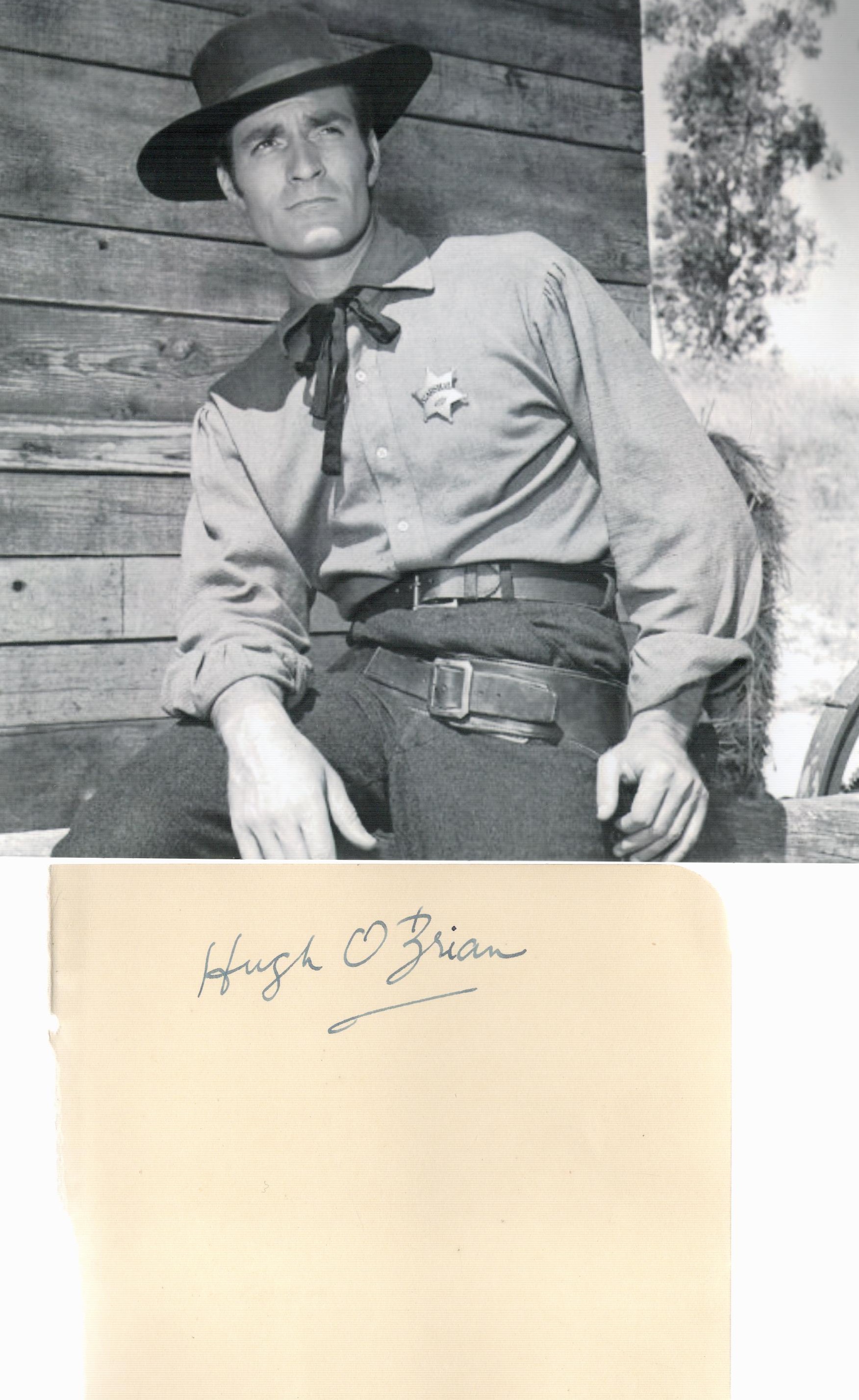 Hugh O'Brian (1925 2016) Actor Signed Card With Photo. Good condition. All autographs come with a