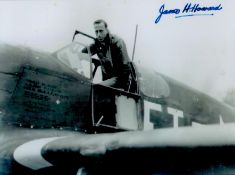 WWII Brigadier General James H Howard US Fighter Ace signed 6x4 black and white vintage photo. James