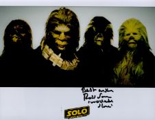 Star Wars Solo 8x10 photo signed by Wookie actor Ross Sambridge. Good condition. All autographs come