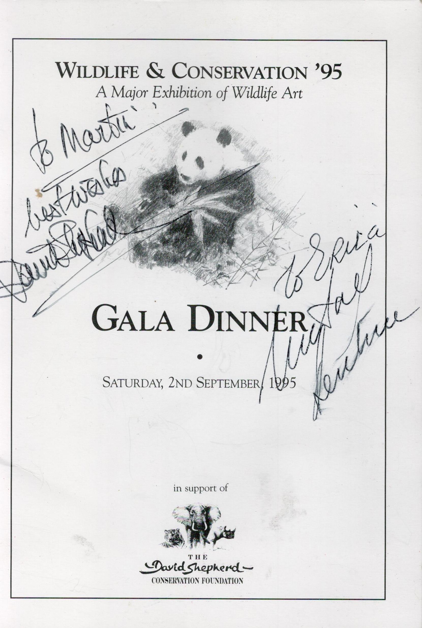 Renowned Artist David Shepherd and one other Signed Gala Dinner Menu From 2nd September 1995. Signed