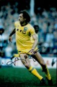 Frank Worthington Signed 12x8 inch colour Leeds Utd Photo. Good condition. All autographs come