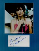 American actress, model and artist Barbara Carrera Signed Signature Piece in blue ink, With Colour