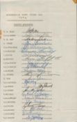 Cricket Worcestershire County Cricket Club 1972 multi signed team sheet 23 signatures includes Imran