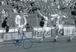 Autographed Colin Hendry 12 X 8 Photo : B/W, Depicting Colin Hendry Running Away In Celebration As