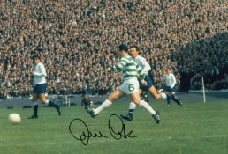 Autographed John Clark 12 X 8 Photo : Col, Depicting Celtic Full Back John Clark In Full Length
