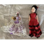 2 x Collectors Dolls, a pair of dolls of various construction the Lady wearing the red and black