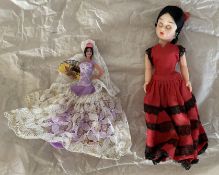 2 x Collectors Dolls, a pair of dolls of various construction the Lady wearing the red and black