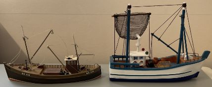 2 x Decorative Wooden Boats one in great shape one requires some attention to the rigging fair to