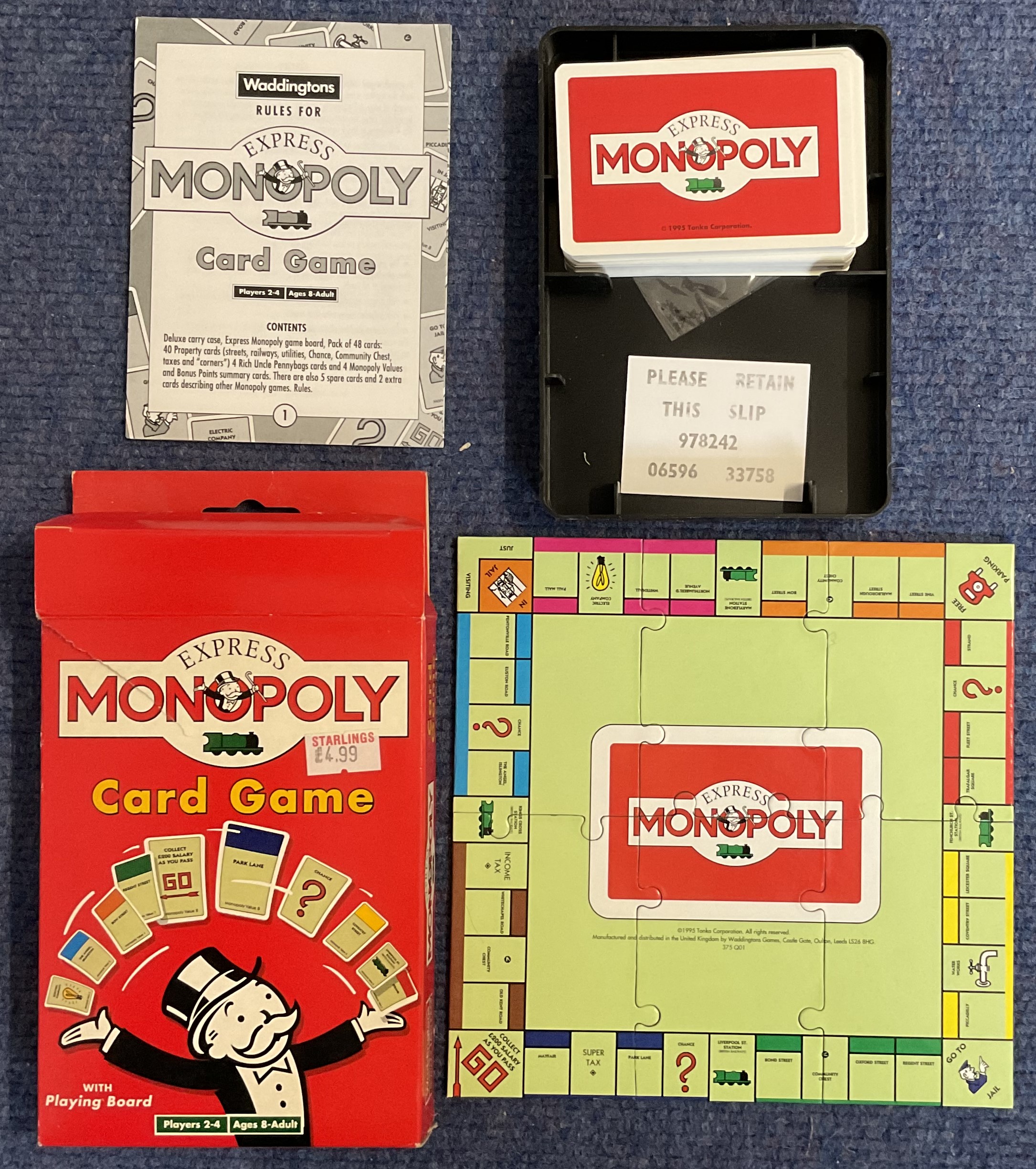 Express Monopoly Card Game with playing board (Tonka Corp) 1995 complete and in box with minor