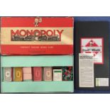 Monopoly Original UK Edition Board Game 1960s, appears complete and in its original packaging, outer