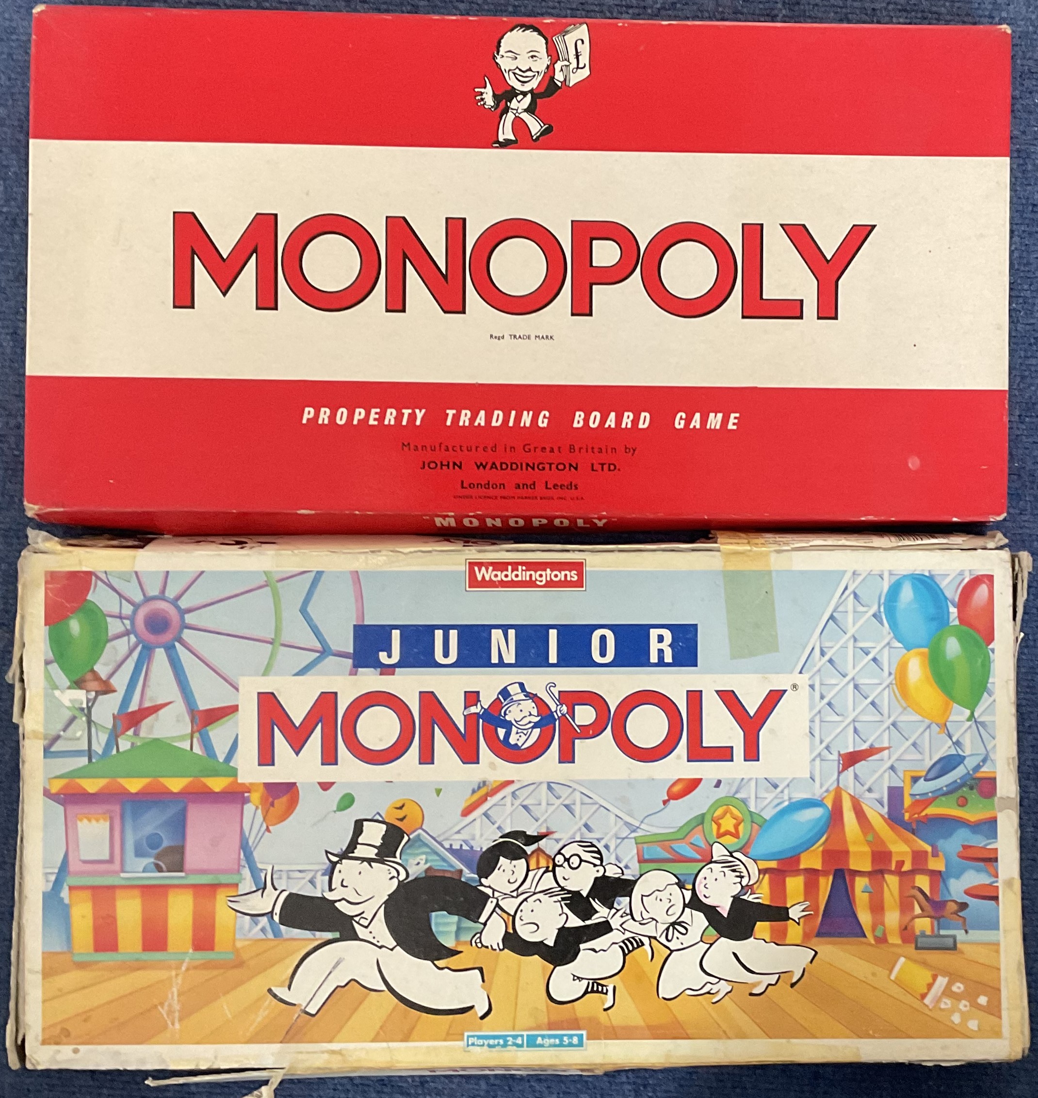 Monopoly Original UK Edition Board Game Plus Junior Monopoly by Waddingtons, complete and in its