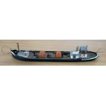 Model Working Boat by unknown manufacturer, one upright piece is broken off needs reglueing,