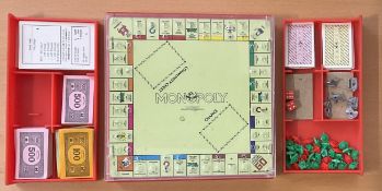 Travel Monopoly, Red plastic case with 2 drawers containing player tokens, Money, properties, chance