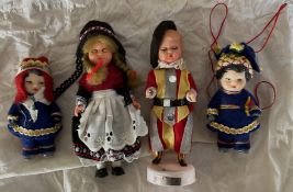 4 x Collectors Dolls, a group of four dolls the larger two dolls have eyes that close when laid