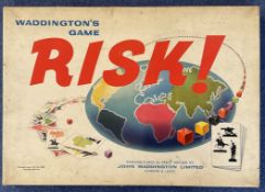 Waddington's game RISK! Manufactured in Great Britain. All contents in used worn condition. Box in