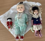 3 x Collectors Dolls, a group of three dolls with various construction the large doll has minor