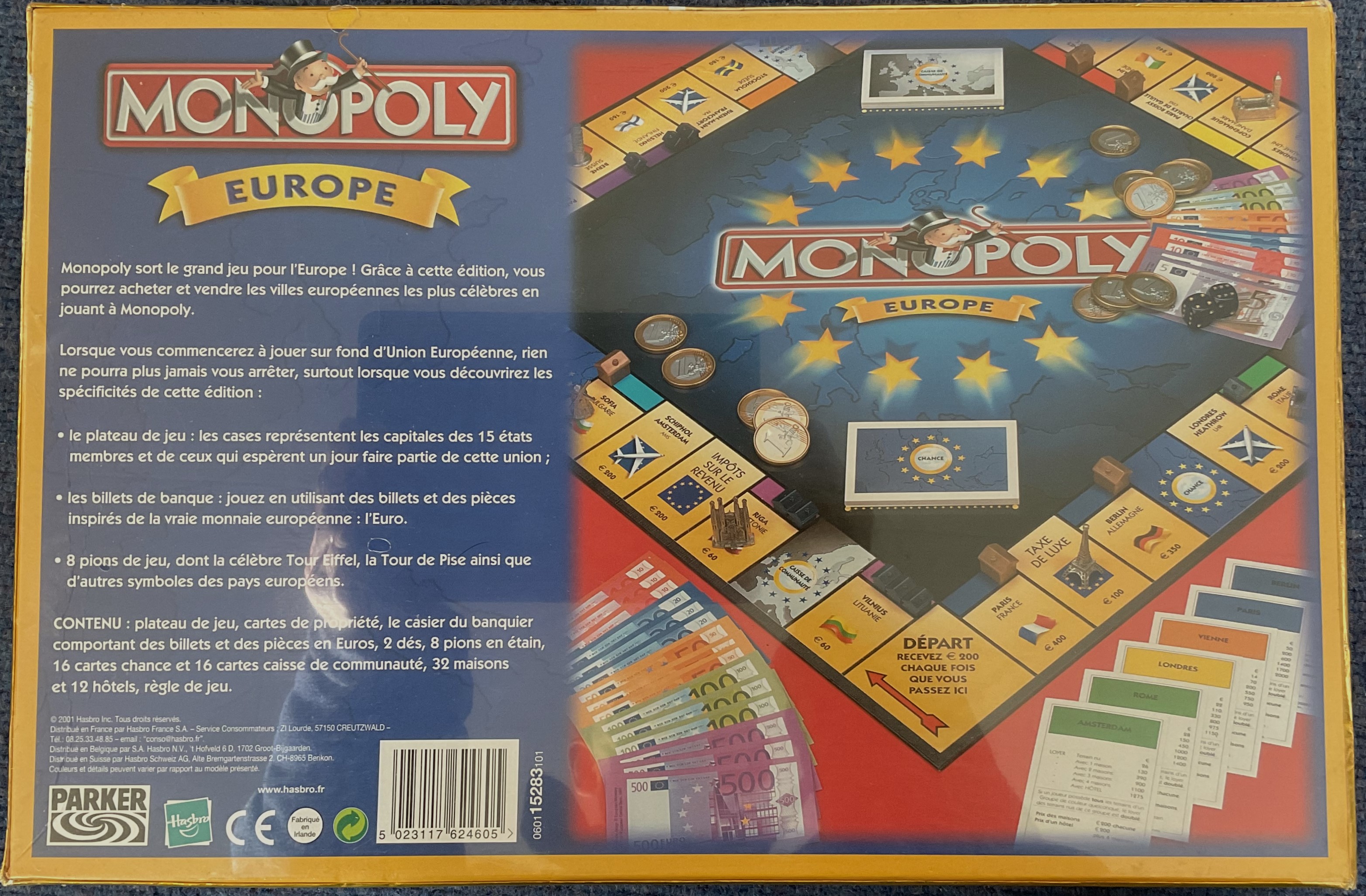 Monopoly Europe by Parker Brothers / Hasbro 2001, unopened and still has its outer cellophane