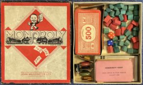 Monopoly by John Waddington Ltd (Early Vintage) for 3 to 7 players, with 6 cardboard markers,