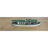 Model Passenger Boat Christine by unknown manufacturer, complete with mooring ropes some ageing good
