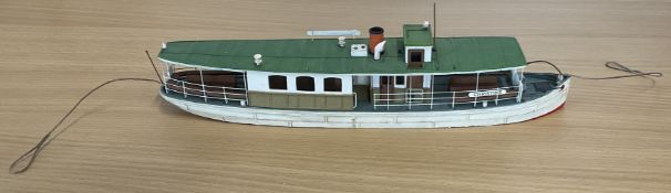 Model Passenger Boat Christine by unknown manufacturer, complete with mooring ropes some ageing good