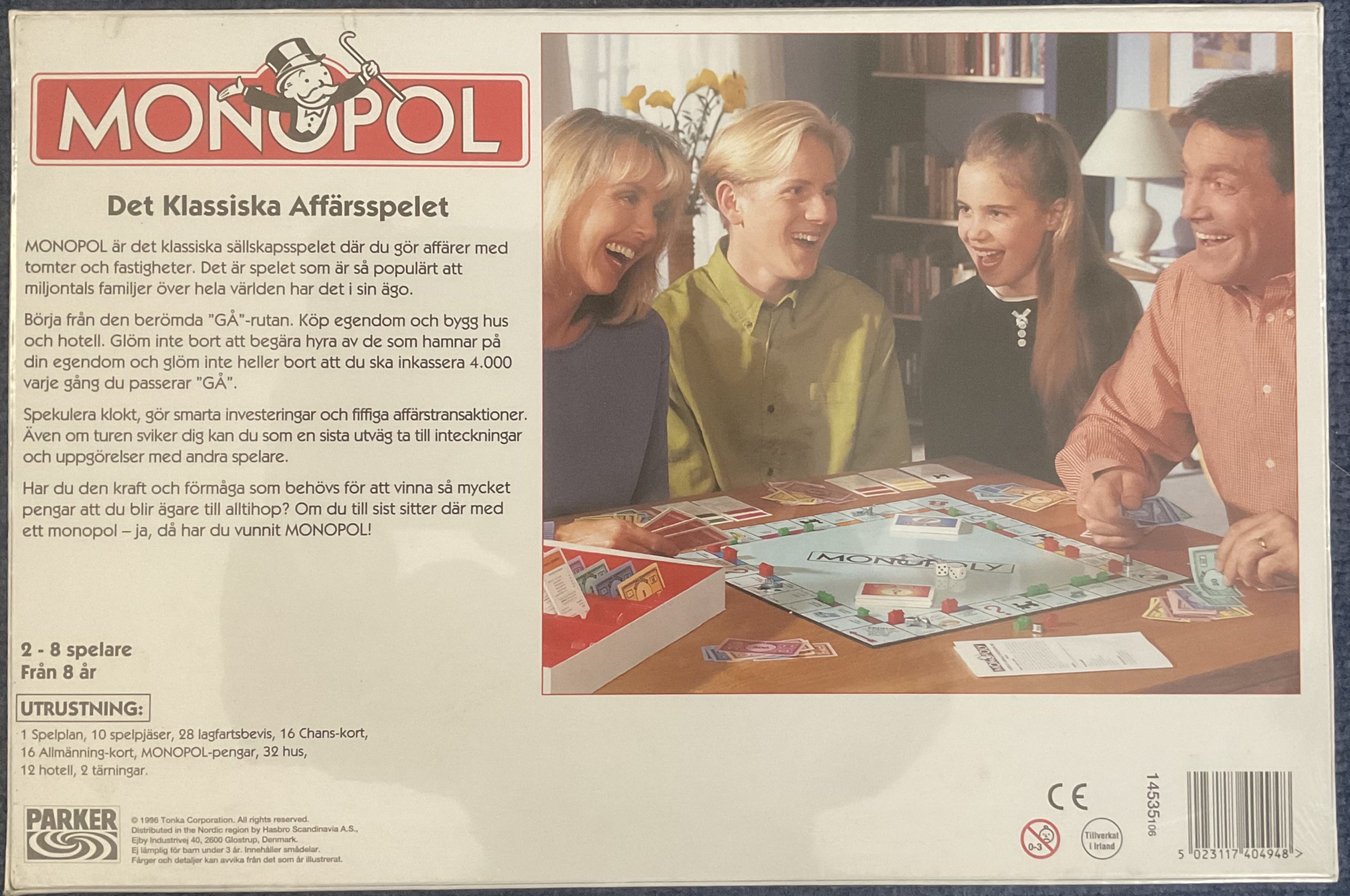 Monopoly Det Klassika Affarsspelet Swedish Version by Parker Brothers / Tonka 1996, unopened and