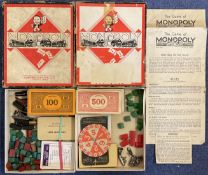 Monopoly by John Waddington Ltd Vintage 2 Boxes for 2 to 6 players, with 6 metal and 6 Cardboard