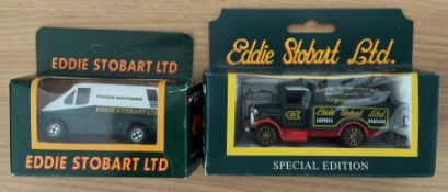 2 x Eddie Stobart Die-Cast Models by Corgi / Mattel Inc 1994, 1996, Includes Ford Transit Van (Eddie