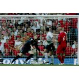 Paul Robinson signed 12x8 colour photo. Pictured during a save for England. Good Condition All