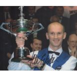 Snooker Peter Ebdon signed 10x8 colour photo pictured with the World Championship trophy. Good