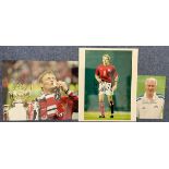 Football collection of 3 Signed Colour Photos. Signatures show Teddy Sheringham, Bobby Robson and