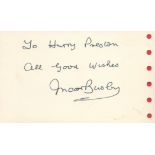 Football Man Utd Busby Babes Manager Matt Busby Signed 5x3 inch Signature Piece, Dedicated. Signed